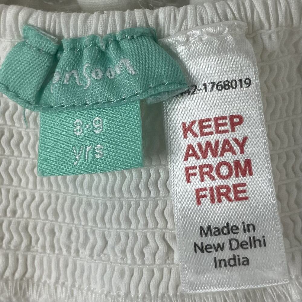 Monsoon White Cotton Sparkle Smocked Summer Top Size 8/9 - Picture 8 of 10